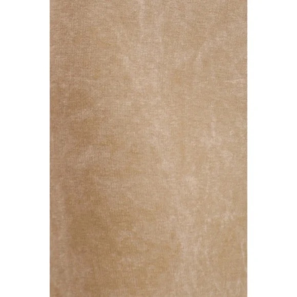 Beige Mineral Wash French Terry Flared Bell Bottom Pull On Pants w/ Pockets - Picture 4 of 5